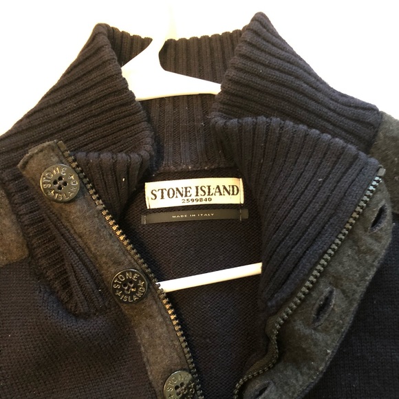 STONE ISLAND BUTTON FUNNEL NECK CREW KNIT - Picture 2 of 6